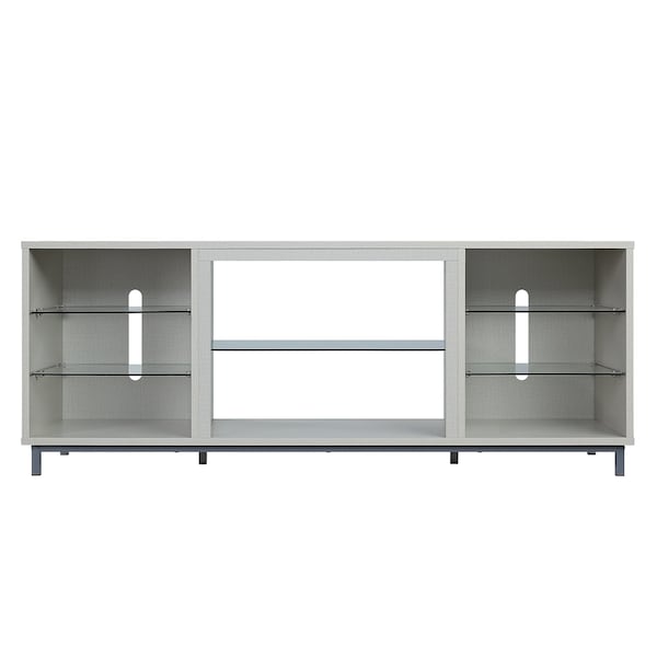 Manhattan Comfort Brighton 60" TV Stand with Glass Shelves and Media Wire Management in Beige TVFP4-BG - main
